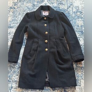 Juicy Couture Black wool Coat with Gold button Accent